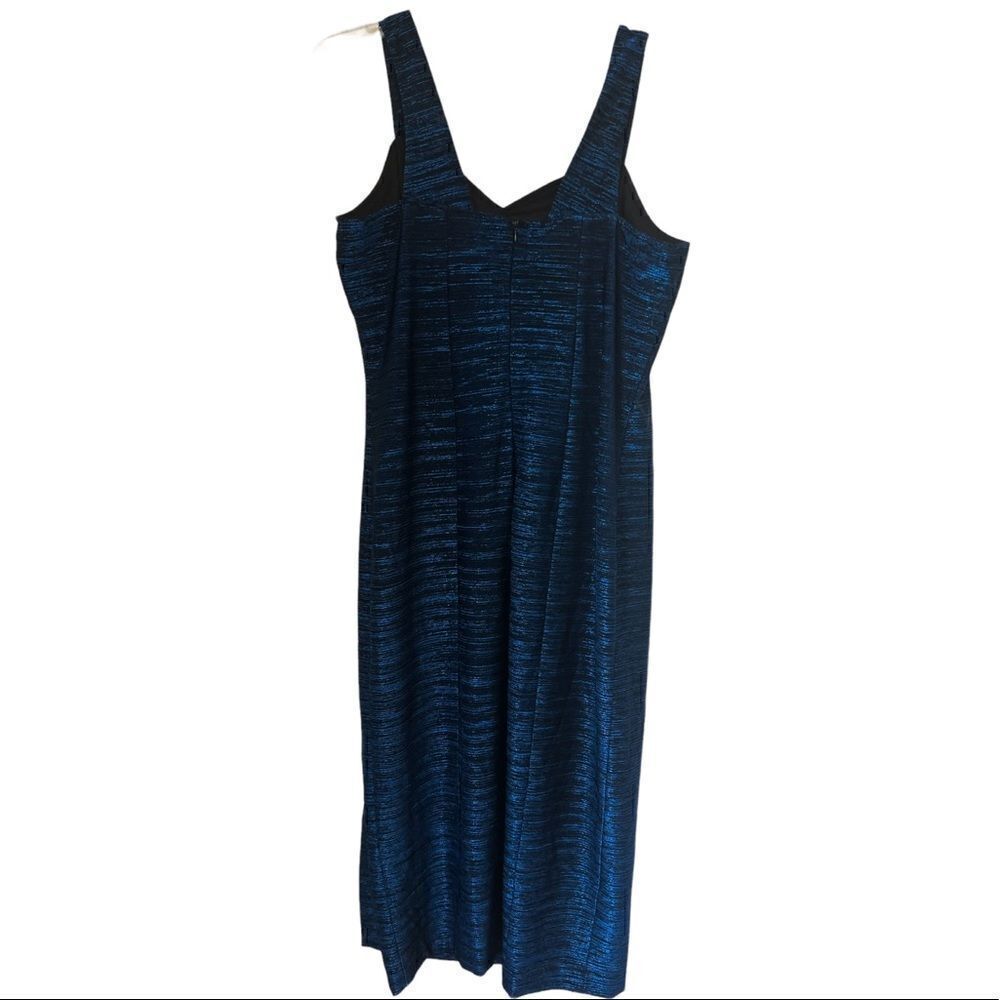 All That Jazz Metallic Navy Blue Black Sheath Maxi Sleeveless Dress sz 22